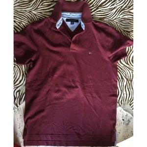 Tommy Hilifiger Mens Burgundy Polo Shirt